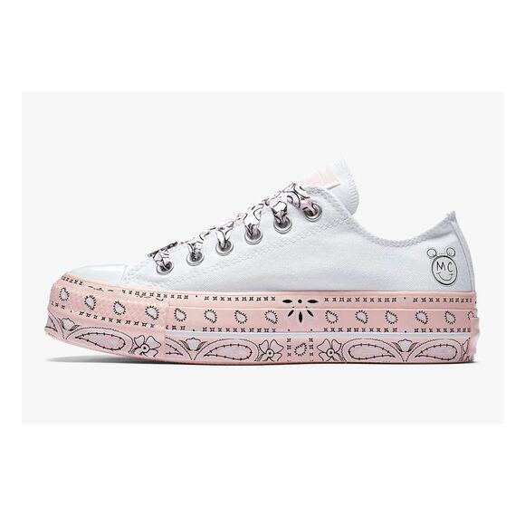 Converse x Miley Cyrus Platform Canvas Sneakers Sz.8.5 Pre owned  Pink/White - Picture 1 of 11